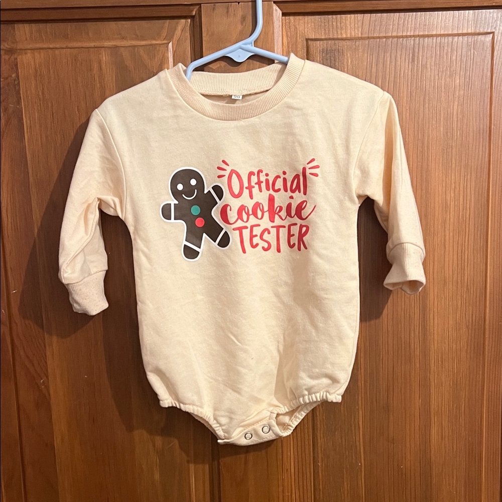 Cream 'Official Cookie Tester' Sweatshirt Onesie